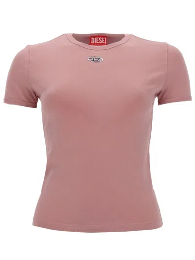 Diesel T-shirt "t-uncutieslong-od" In Pink