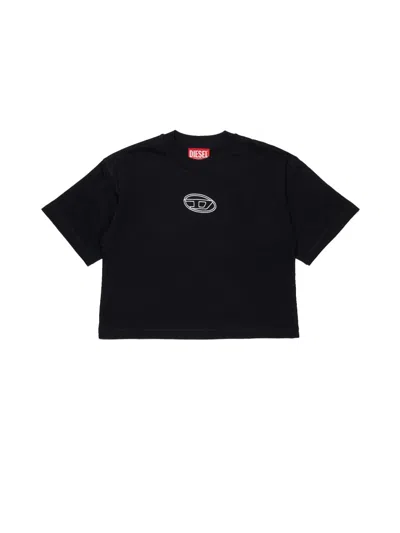 Diesel Mini Cozy Cotton Blend Sweater For Girls In Black