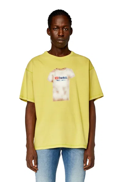 Diesel T-shirt With Airbrush Print In Yellow