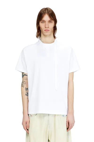 Diesel T-shirt With Biker Neck Strap In White