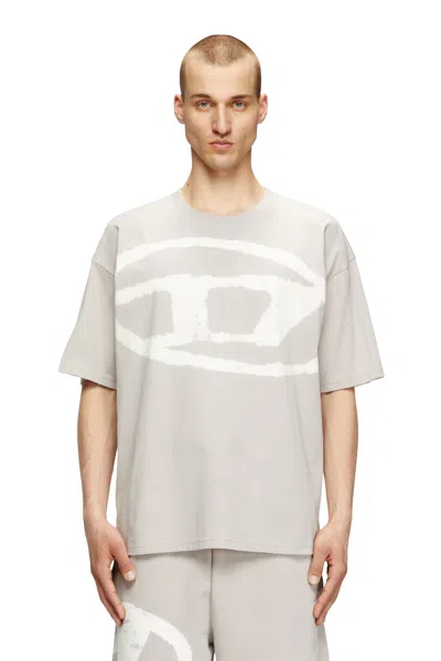 Diesel T-shirt With Bleached Oval D Logo In Neutral