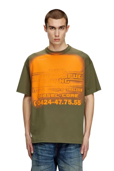 Diesel T-shirt With Blowout Logo Graphic In Green
