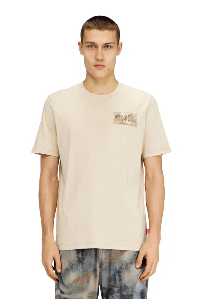 Diesel T-shirt With Camouflage Patch In Neutral