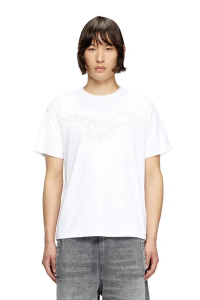 Diesel T-shirt With Charm Necklace Print In White