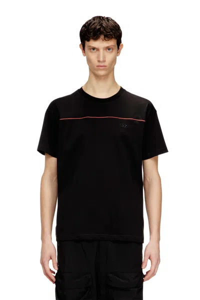 Diesel T-shirt With Contrast Piping In Black