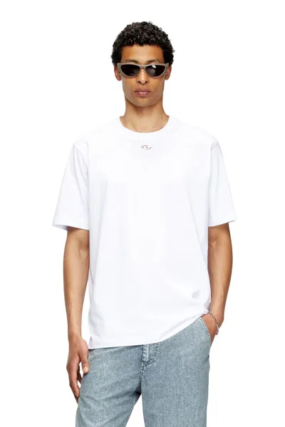 Diesel T-shirt With Cut-out Oval D In White