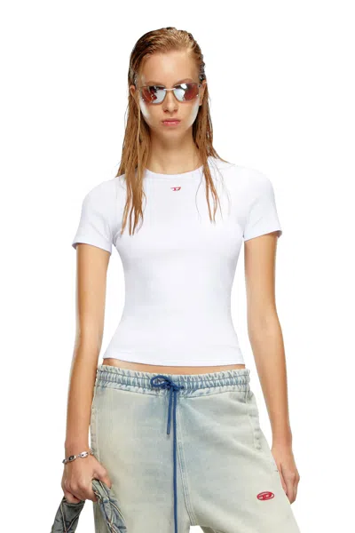 Diesel T-shirt With D Logo Patch In White