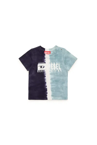 Diesel T-shirt Effetto Sfumato Con Logo Degradé In Blue