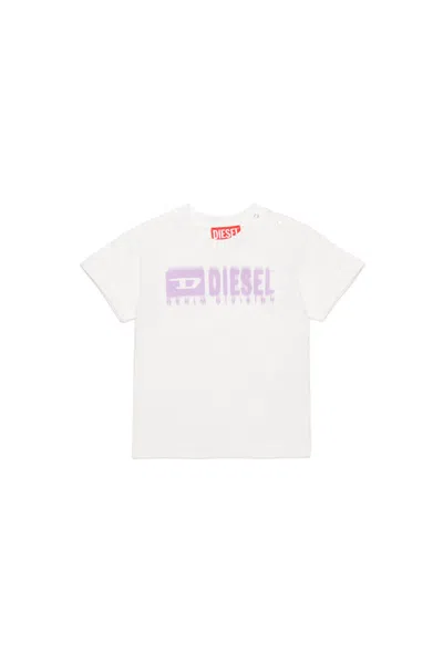 Diesel Babies' T-shirt Con Logo Degradé In White
