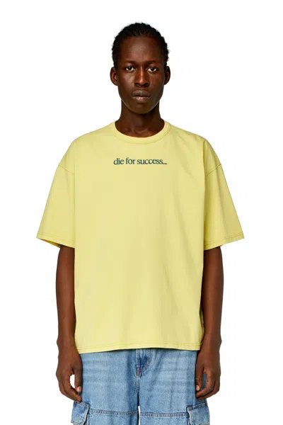 Diesel T-shirt With Die For Success Embroidery In Yellow