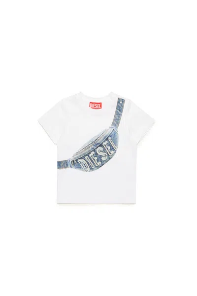 Diesel T-shirt With  Hip Pack Graphics In White