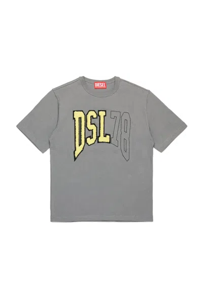 Diesel Kids' T-shirt With Dsl78 Graphics In Grey