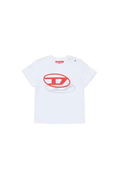 Diesel Kids' T-shirt With Dynamic Oval D Logo In White