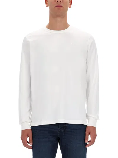 Diesel Long Sleeve T Shirt Embroidered Logo In White