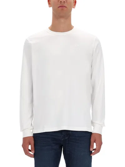 Diesel Long Sleeve T Shirt Embroidered Logo In White