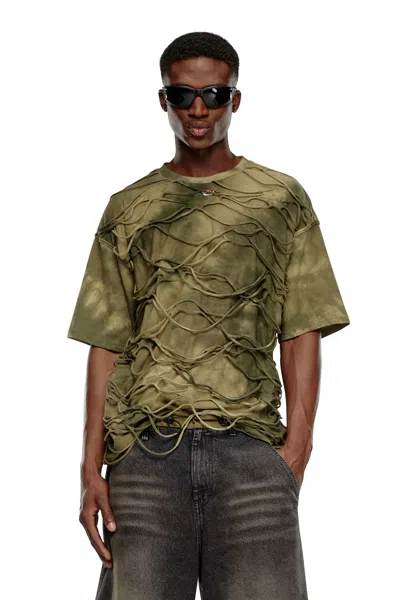 Diesel T-shirt With Floating Strands In Green