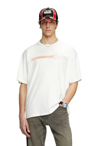 Diesel T-shirt With Flocked Logo Graphics In White