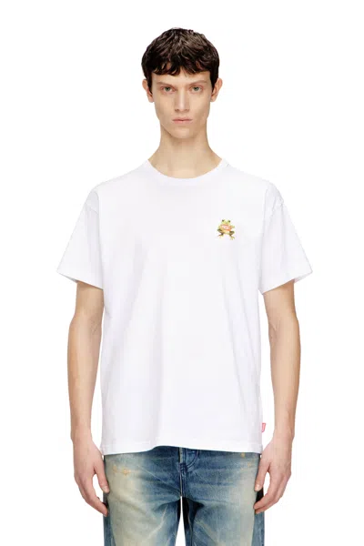 Diesel T-shirt With Frog And Logo Print In White