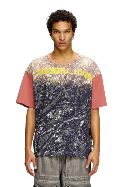 Diesel T-shirt With Glitch Camo Print In Multicolor