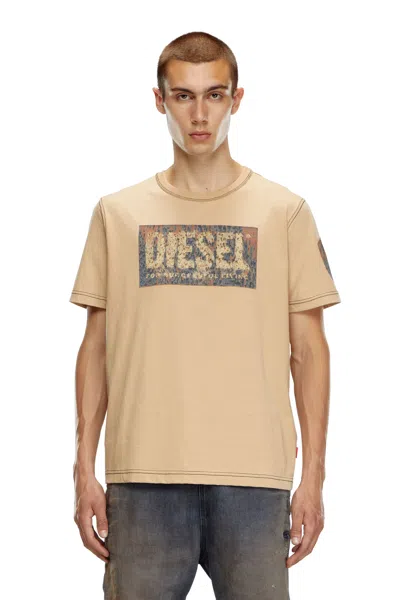 Diesel T-shirt With Graphic Patches In Brown