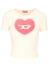 Diesel Women Ivory Ribbed Stretch Cotton T-ele T-shirt In White