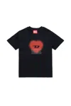 Diesel T-shirt With Heart Graphics In Black