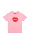 Diesel Kids' T-shirt Con Grafica Cuore In Pink