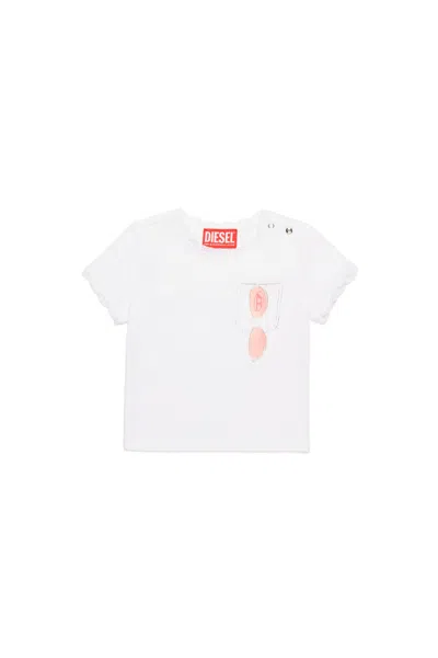 Diesel T-shirt Con Pizzo E Grafica Sunglasses In White