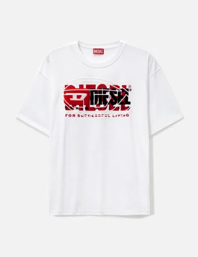 Diesel Kids' T-shirt With Layered Logos In White