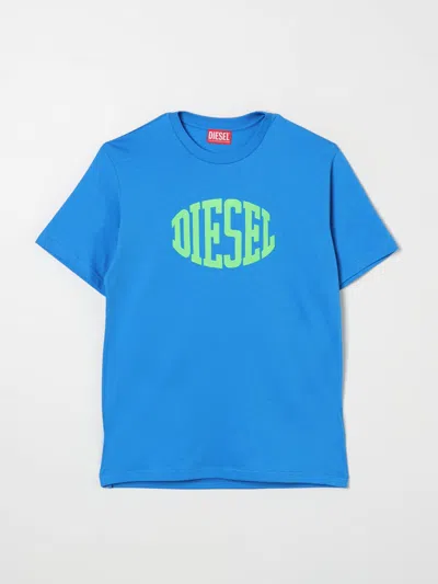 Diesel Kids' T-shirt With Logo In 浅蓝色