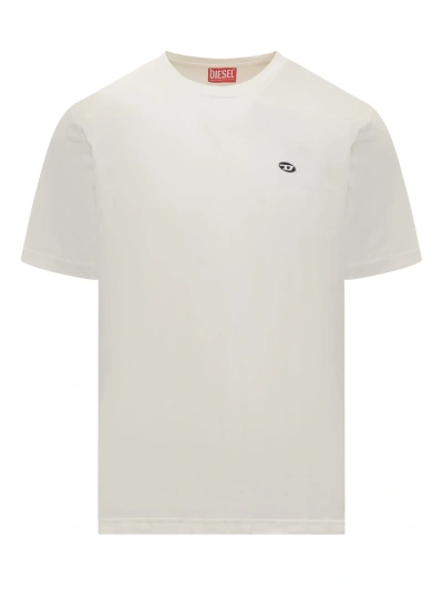 Diesel T-shirt With Logo In Bianco