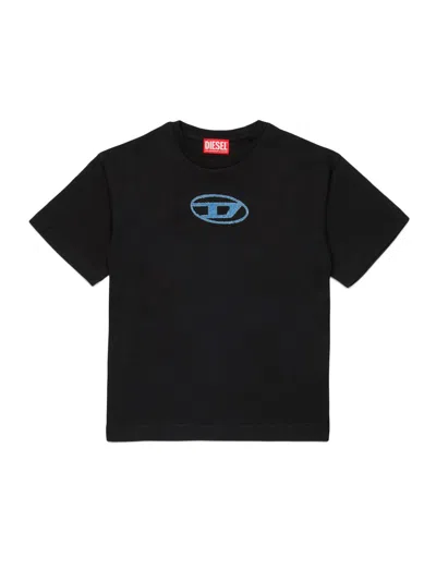 Diesel Kids' Logo-detail Cotton T-shirt In Black