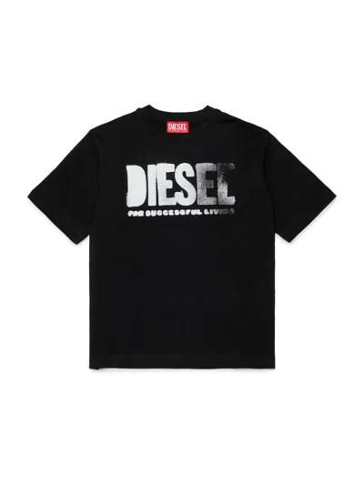Diesel Stylish Mini Tee For Boys In Black
