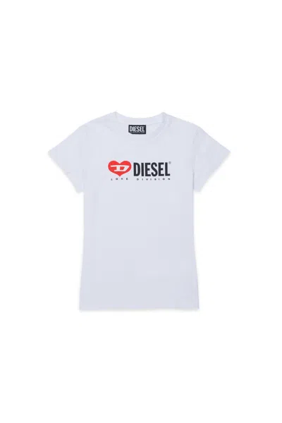 Diesel Kids' T-shirt With Logo On The Chest In Gray