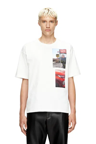 DIESEL T-SHIRT WITH LOGO PHOTO PATCHES