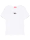Diesel T-shirt With Logo Plate In Bianco