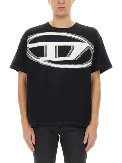 Diesel Val D Logo T-shirt In Black