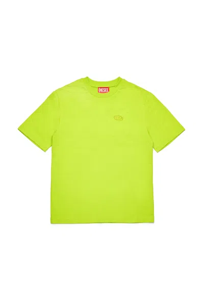 Diesel Kids' T-shirt Con Maxi Logo Oval D In Green