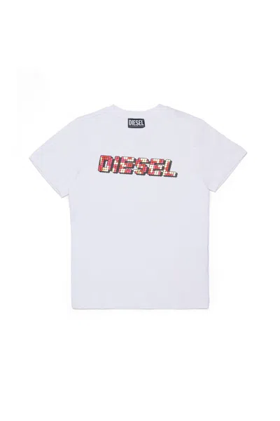 Diesel T-shirt With Multicolored Logo In White