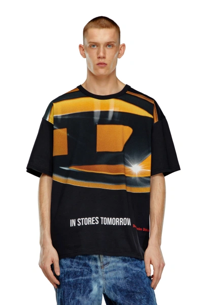 Diesel T-shirt With Oval D Poster Print In Black