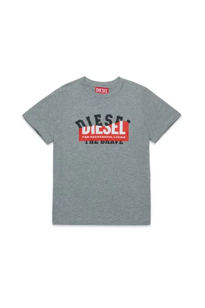 DIESEL T-SHIRT WITH OVERLAPPING LOGO PRINT