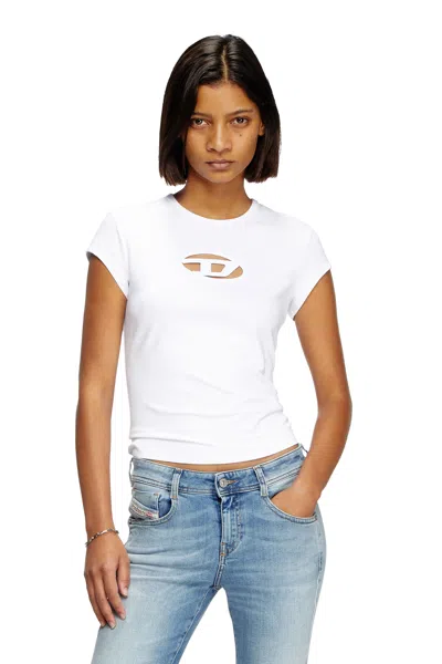 Diesel T-shirt Con Logo Peekaboo In White