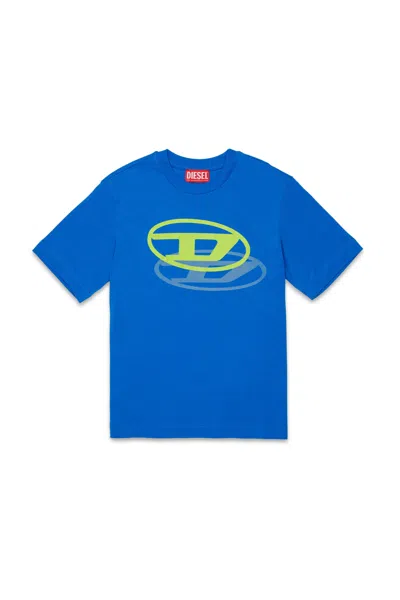 Diesel Kids' T-shirt With Printed Oval D Logo In Blue