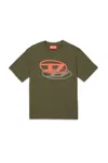 Diesel T-shirt With Printed Oval D Logo In Green