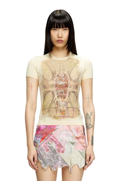 Diesel T-shirt With Rhinestone Graphic