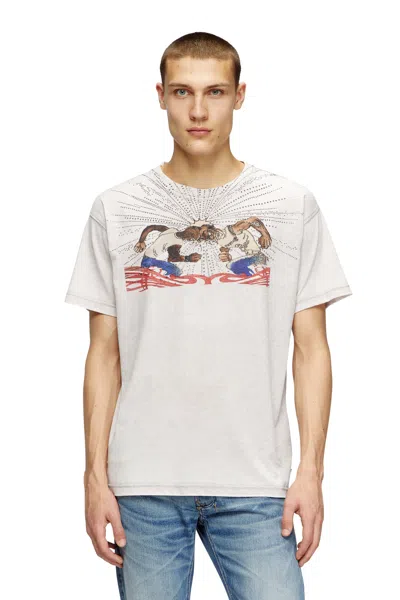 DIESEL T-SHIRT WITH RHINESTONE GRAPHIC