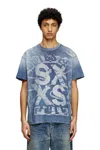 Diesel T-shirt With Rib-knit Print In Blue
