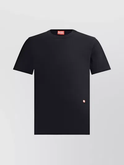 Diesel T-shirt With Side Slits And Graphic Print In Black