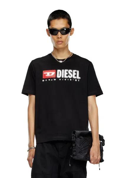 Diesel T-shirt With Splashed-effect Logo In Black