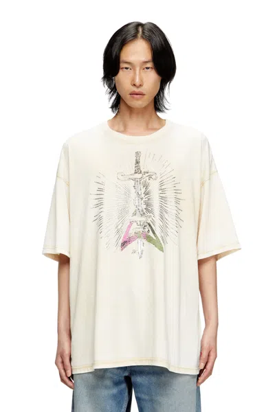 Diesel T-shirt With Sword Print In White